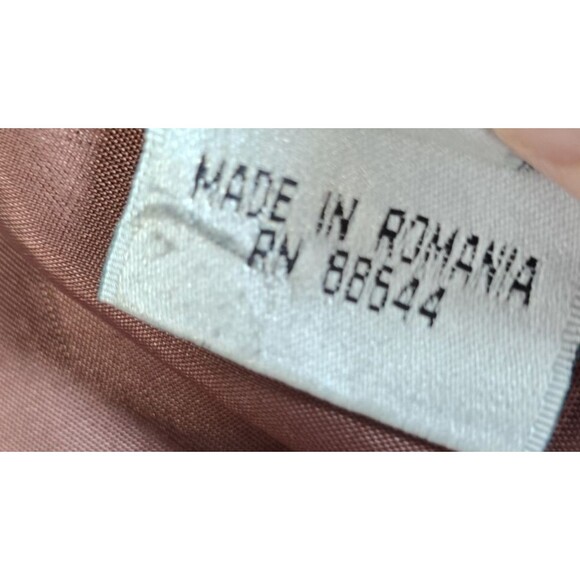 John Meyer Blazer 10 Brown Curved Hem Textured Trim Statement Collar Lined - Picture 12 of 16